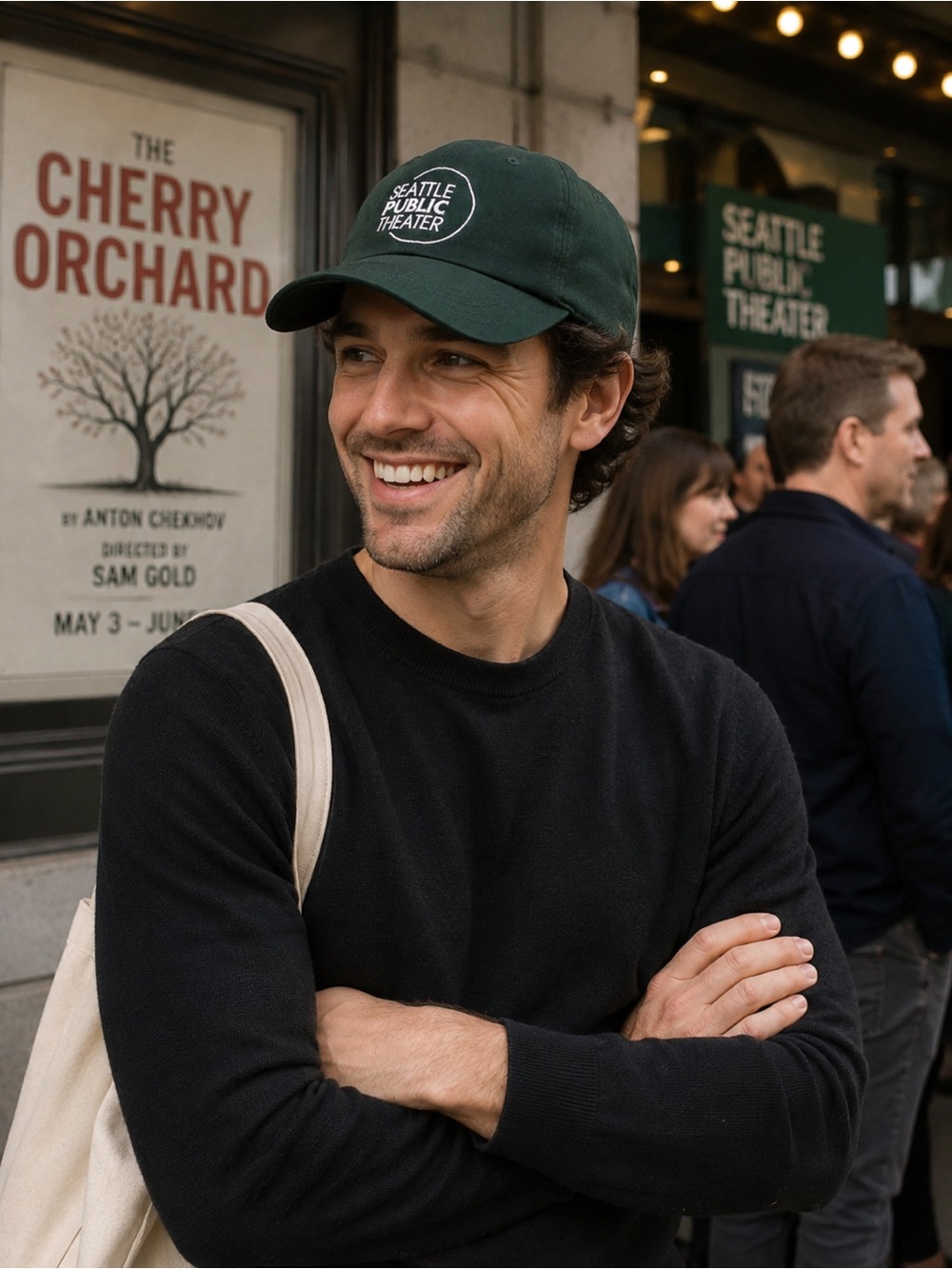 Green Seattle Public Theater Cap Baseball Hat Stage Drama Broadway Chic